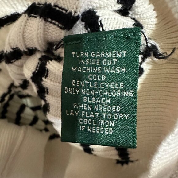 Lauren Ralph Lauren Womens Rib Knit Striped V-Neck Sweater Lock Button Size XL - Picture 9 of 11